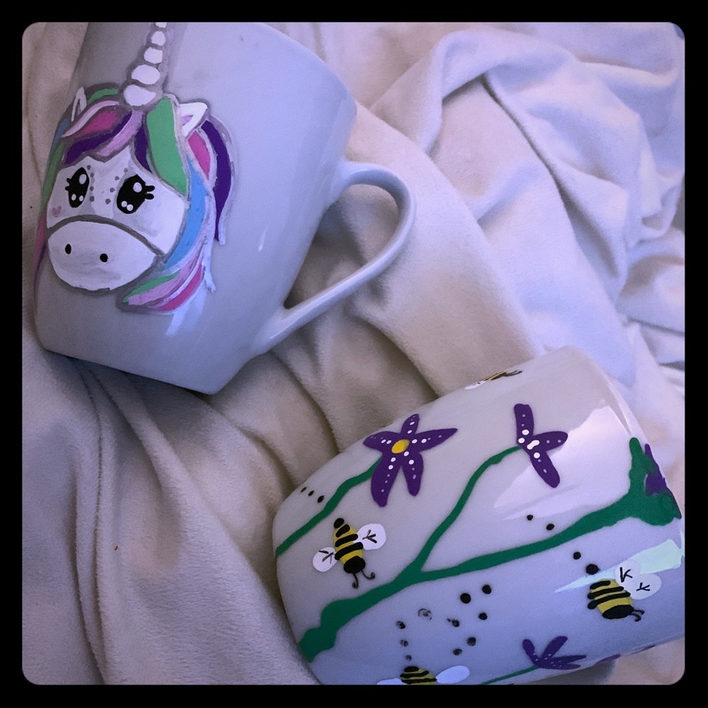Ooak cups unicorn and spring